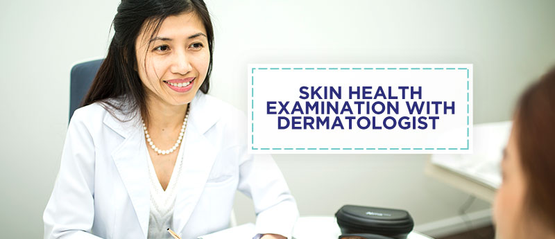 Skin health examination with dermatologist